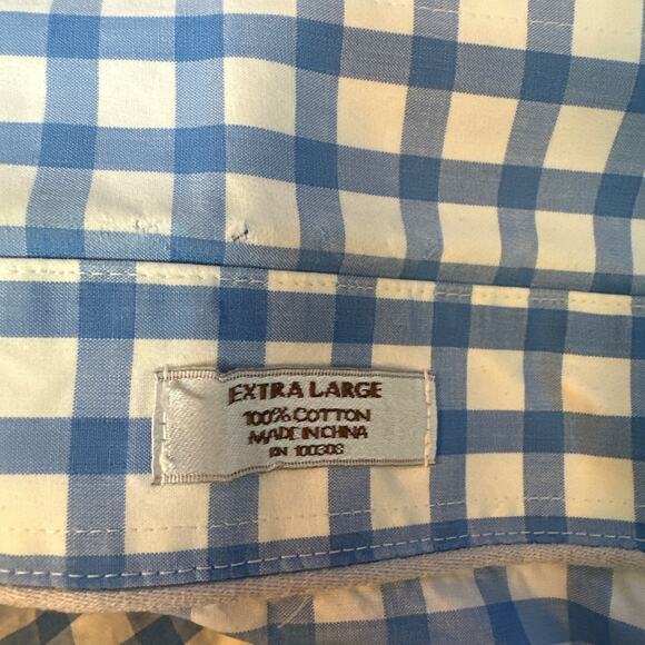 Peter Millar Plaid Button Down Shirt Blue Collared Short Sleeve Size XL - Picture 6 of 7
